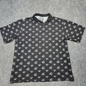 South Pole Shirt Mens 2XL Black All Over SP Crown Print Polo Streetwear Casual